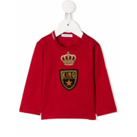 Dolce & Gabbana Kids Blusa com bordado de logo - Vermelho