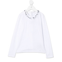 Dolce & Gabbana Kids Blusa com logo no colarinho - Branco