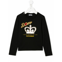 Dolce & Gabbana Kids Blusa de jérsei com estampa de coroa - Preto