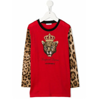 Dolce & Gabbana Kids Blusa Leopard Queen - Vermelho