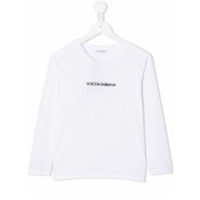 Dolce & Gabbana Kids Blusa mangas longas com estampa de logo - Branco