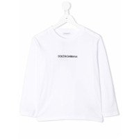 Dolce & Gabbana Kids Blusa mangas longas com logo estampado - Branco
