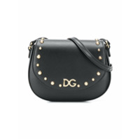 Dolce & Gabbana Kids Bolsa de couro com logo de tachas - Preto