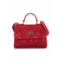 Dolce & Gabbana Kids Bolsa de mão com aplicação de renda - Vermelho