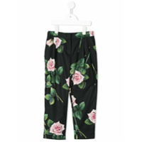 Dolce & Gabbana Kids Calça com estampa de rosas - Preto