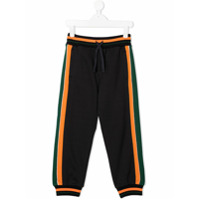 Dolce & Gabbana Kids Calça esportiva de algodão com aplicação de logo - Azul