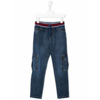 Dolce & Gabbana Kids Calça jeans cargo com lavagem estonada - Azul