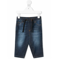 Dolce & Gabbana Kids Calça jeans com ajuste no cós e efeito desbotado - Azul