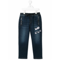 Dolce & Gabbana Kids Calça jeans com patch King - Azul