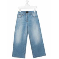 Dolce & Gabbana Kids Calça jeans pantalona com lavagem estonada - Azul