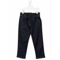 Dolce & Gabbana Kids Calça jeans reta com amarração na cintura - Azul