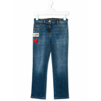 Dolce & Gabbana Kids Calça jeans reta com patch Love - Azul