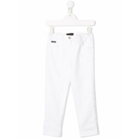 Dolce & Gabbana Kids Calça jeans skinny com bordado floral - Branco