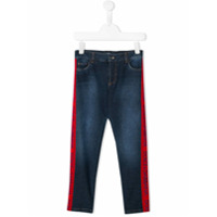 Dolce & Gabbana Kids Calça jeans skinny com listra lateral - Azul