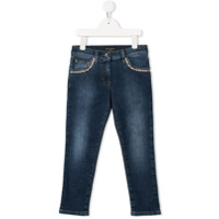 Dolce & Gabbana Kids Calça jeans slim com aplicações - Azul