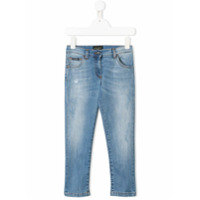 Dolce & Gabbana Kids Calça jeans slim com efeito desbotado - Azul