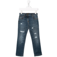 Dolce & Gabbana Kids Calça jeans slim com patch - Azul
