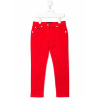 Dolce & Gabbana Kids Calça jeans vermelha com bolsos - Vermelho
