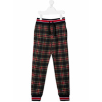 Dolce & Gabbana Kids Calça xadrez com ajuste no cós - Preto