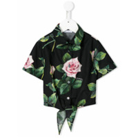 Dolce & Gabbana Kids Camisa com estampa de rosas - Preto