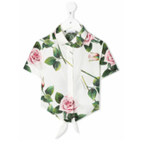 Dolce & Gabbana Kids Camisa cropped com estampa de rosas - Branco