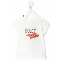 Dolce & Gabbana Kids Camiseta branca de algodão com estampa de logo - Branco