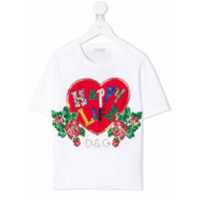 Dolce & Gabbana Kids Camiseta com bordado de paetês - Branco