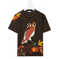 Dolce & Gabbana Kids Camiseta com estampa de coruja - Marrom