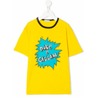 Dolce & Gabbana Kids Camiseta com estampa de logo - Amarelo