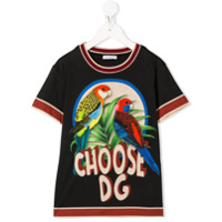 Dolce & Gabbana Kids Camiseta com estampa de papagaio - Preto