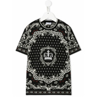 Dolce & Gabbana Kids Camiseta com estampa de poás e coroas - Preto