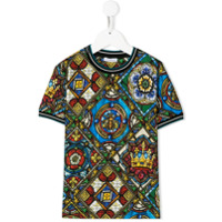 Dolce & Gabbana Kids Camiseta com estampa de vitral - Azul