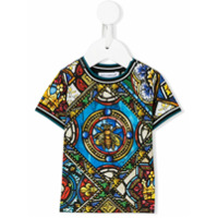 Dolce & Gabbana Kids Camiseta com estampa de vitral - Preto