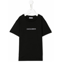 Dolce & Gabbana Kids Camiseta com logo bordado - Preto
