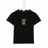 Dolce & Gabbana Kids Camiseta com logo bordado - Preto