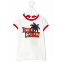 Dolce & Gabbana Kids Camiseta com logo e estampa de palmeira - Branco