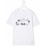 Dolce & Gabbana Kids Camiseta de algodão com logo bordado - Branco