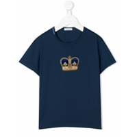 Dolce & Gabbana Kids Camiseta decote careca com patch de coroa - Azul