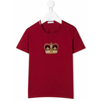 Dolce & Gabbana Kids Camiseta decote careca com patch de coroa - Vermelho
