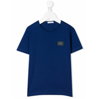 Dolce & Gabbana Kids Camiseta decote careca com patch de logo - Azul