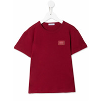 Dolce & Gabbana Kids Camiseta decote careca com patch de logo - Vermelho