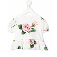 Dolce & Gabbana Kids Camiseta floral com mangas bufantes - Branco
