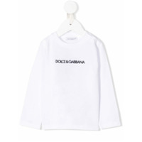 Dolce & Gabbana Kids Camiseta mangas longas com logo bordado - Branco