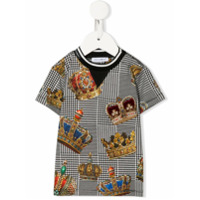 Dolce & Gabbana Kids Camiseta pied du poulet com estampa de coroa - Preto