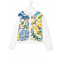 Dolce & Gabbana Kids Cardigan com estampa 'Majolica' - Branco