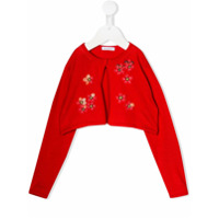 Dolce & Gabbana Kids Cardigan cropped com bordado floral - Vermelho