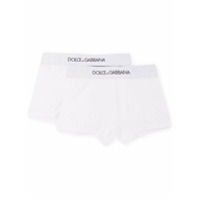 Dolce & Gabbana Kids Cueca boxer com logo no cós - Branco