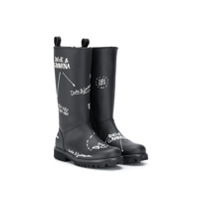 Dolce & Gabbana Kids doodle logo wellies - Preto