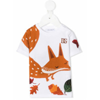 Dolce & Gabbana Kids fox-print cotton T-shirt - Branco