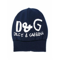 Dolce & Gabbana Kids Gorro de tricô com logo - Azul